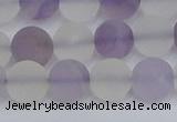 CNA738 15.5 inches 10mm round matte amethyst & white crystal beads