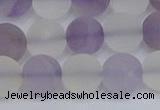 CNA739 15.5 inches 12mm round matte amethyst & white crystal beads