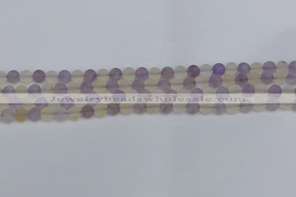 CNA741 15.5 inches 6mm round matte amethyst & citrine beads