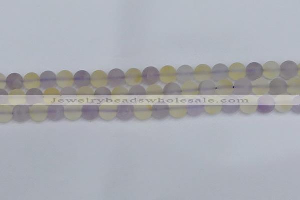 CNA742 15.5 inches 8mm round matte amethyst & citrine beads