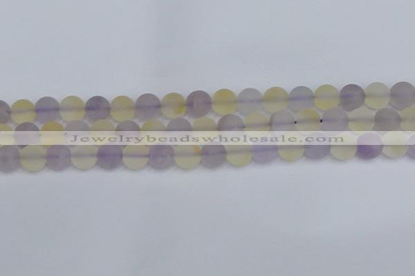 CNA743 15.5 inches 10mm round matte amethyst & citrine beads