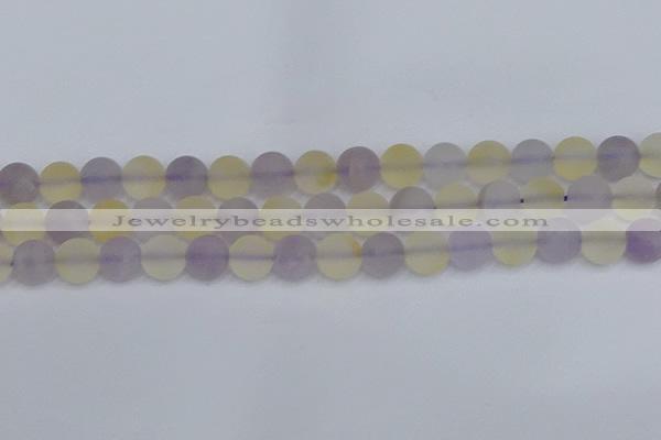 CNA744 15.5 inches 12mm round matte amethyst & citrine beads