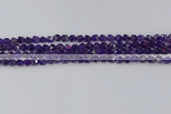 CNA757 15.5 inches 6mm faceted nuggets amethyst beads wholesale