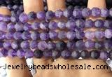 CNA766 15.5 inches 6mm faceted nuggets matte amethyst beads