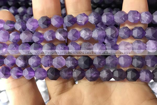 CNA766 15.5 inches 6mm faceted nuggets matte amethyst beads