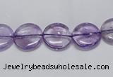 CNA820 15.5 inches 10mm flat round natural light amethyst beads