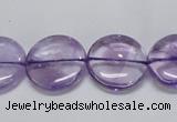 CNA824 15.5 inches 18mm flat round natural light amethyst beads