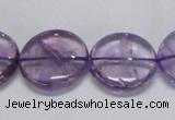 CNA825 15.5 inches 20mm flat round natural light amethyst beads