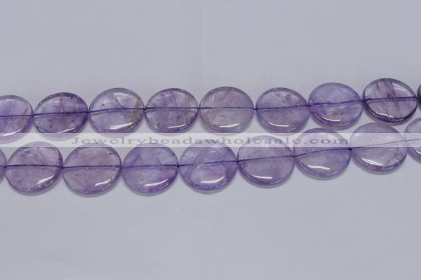 CNA827 15.5 inches 30mm flat round natural light amethyst beads