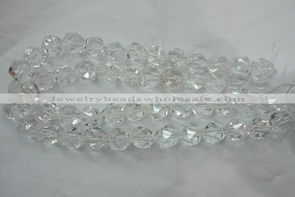 CNC104 15 inches 14mm faceted nuggets white crystal beads