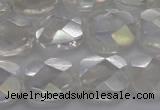 CNC220 15.5 inches 10*10mm faceted square AB-color white crystal beads