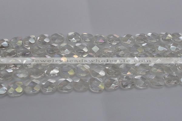 CNC220 15.5 inches 10*10mm faceted square AB-color white crystal beads