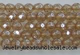 CNC516 15.5 inches 4mm faceted round dyed natural white crystal beads