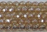 CNC517 15.5 inches 6mm faceted round dyed natural white crystal beads