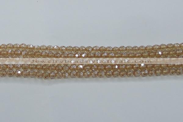 CNC517 15.5 inches 6mm faceted round dyed natural white crystal beads