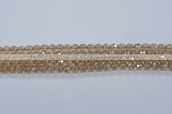 CNC518 15.5 inches 8mm faceted round dyed natural white crystal beads