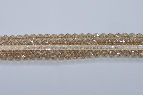 CNC519 15.5 inches 10mm faceted round dyed natural white crystal beads