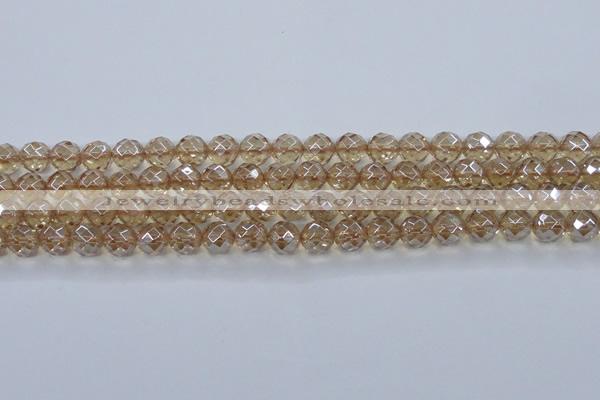 CNC520 15.5 inches 12mm faceted round dyed natural white crystal beads