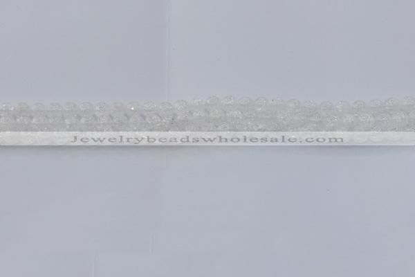 CNC550 15.5 inches 4mm round natural crackle white crystal beads