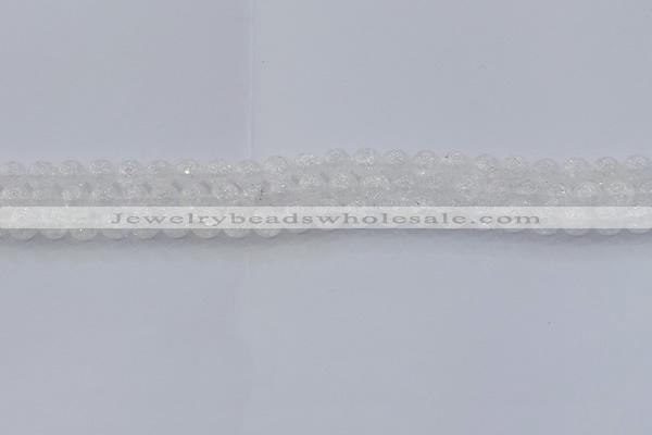 CNC551 15.5 inches 6mm round natural crackle white crystal beads