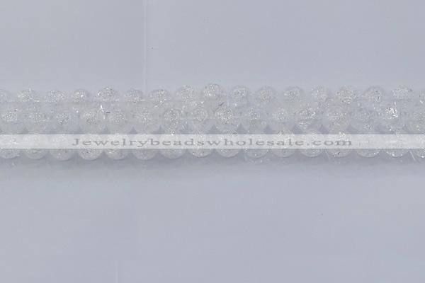 CNC552 15.5 inches 8mm round natural crackle white crystal beads