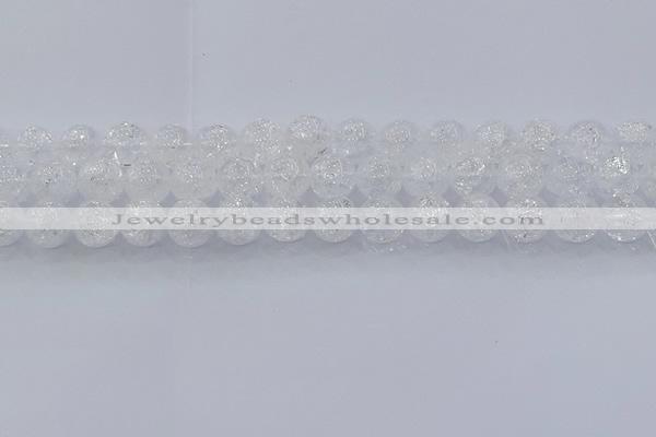 CNC553 15.5 inches 10mm round natural crackle white crystal beads