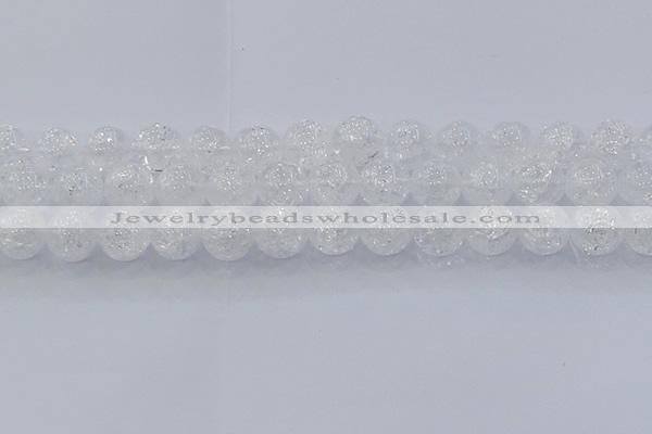 CNC554 15.5 inches 12mm round natural crackle white crystal beads