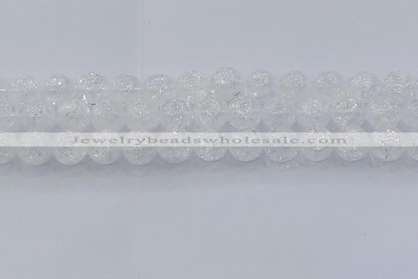 CNC555 15.5 inches 14mm round natural crackle white crystal beads