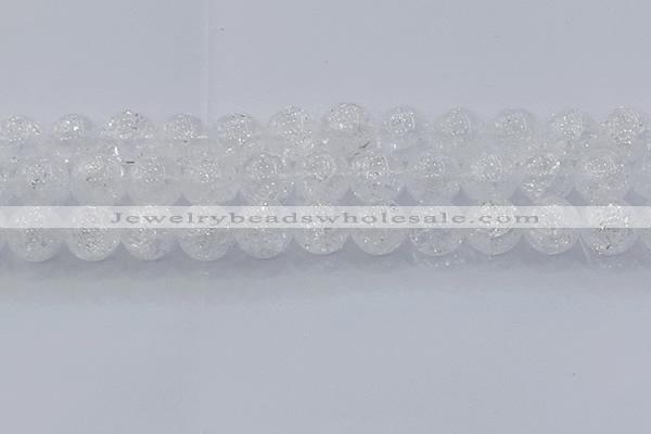 CNC556 15.5 inches 16mm round natural crackle white crystal beads