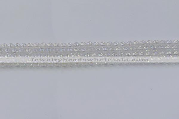 CNC560 15.5 inches 4mm round plated crackle white crystal beads