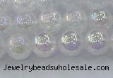 CNC562 15.5 inches 8mm round plated crackle white crystal beads