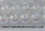 CNC563 15.5 inches 10mm round plated crackle white crystal beads