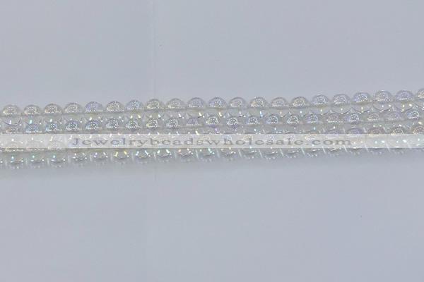 CNC570 15.5 inches 6mm round plated natural white crystal beads