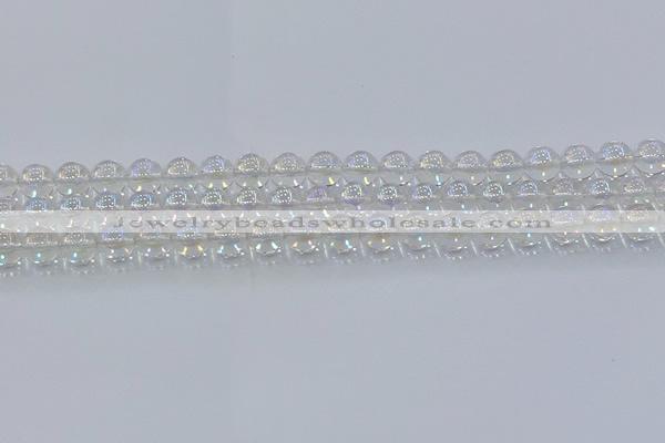 CNC571 15.5 inches 8mm round plated natural white crystal beads