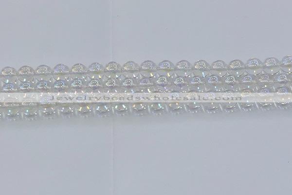 CNC572 15.5 inches 10mm round plated natural white crystal beads