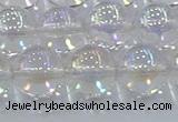 CNC574 15.5 inches 14mm round plated natural white crystal beads