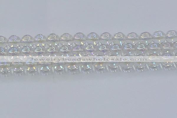 CNC574 15.5 inches 14mm round plated natural white crystal beads