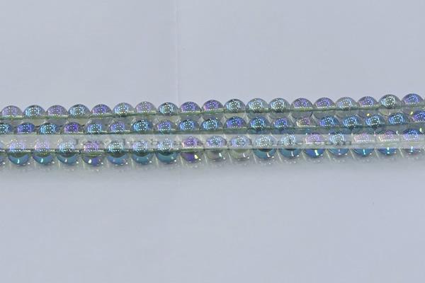 CNC583 15.5 inches 8mm round plated natural white crystal beads