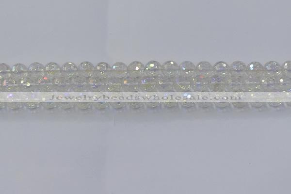 CNC602 15.5 inches 8mm faceted round plated natural white crystal beads