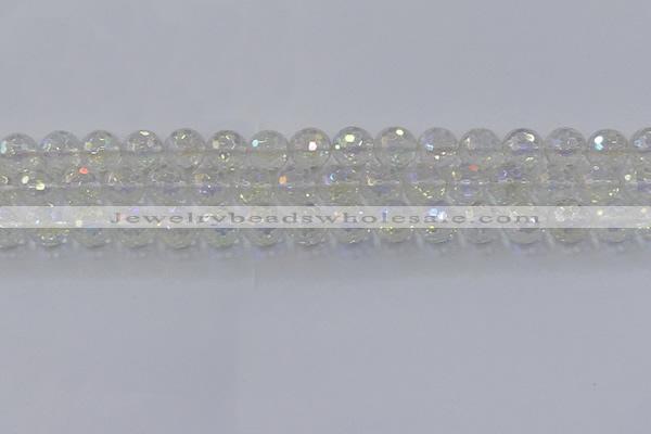 CNC603 15.5 inches 10mm faceted round plated natural white crystal beads