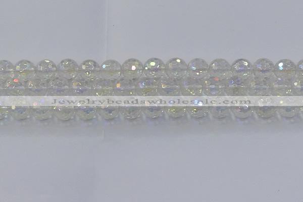 CNC604 15.5 inches 12mm faceted round plated natural white crystal beads