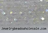 CNC607 15.5 inches 4mm faceted round plated natural white crystal beads