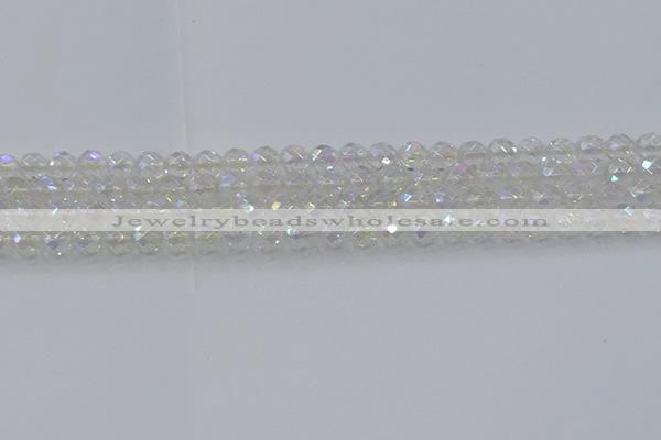 CNC607 15.5 inches 4mm faceted round plated natural white crystal beads