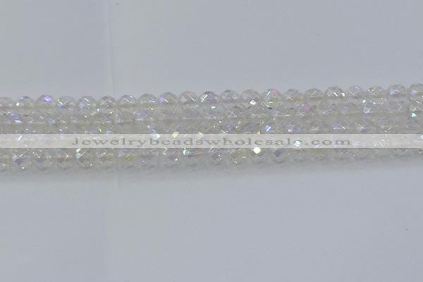 CNC609 15.5 inches 8mm faceted round plated natural white crystal beads