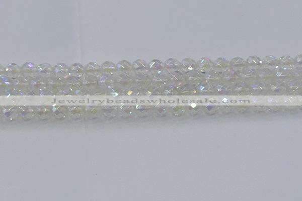 CNC610 15.5 inches 10mm faceted round plated natural white crystal beads