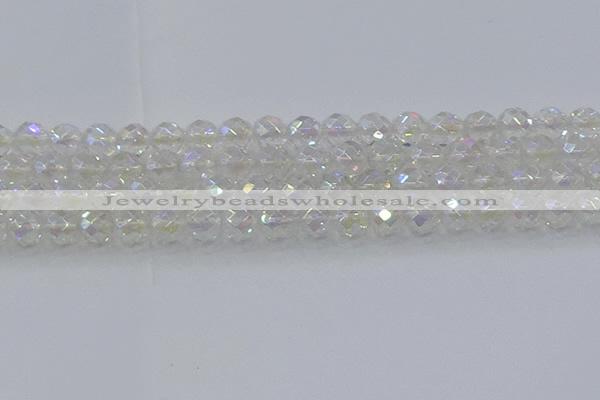 CNC611 15.5 inches 12mm faceted round plated natural white crystal beads