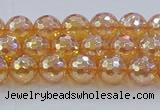 CNC614 15.5 inches 6mm faceted round plated natural white crystal beads