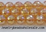 CNC615 15.5 inches 8mm faceted round plated natural white crystal beads