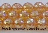 CNC616 15.5 inches 10mm faceted round plated natural white crystal beads