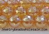 CNC617 15.5 inches 12mm faceted round plated natural white crystal beads